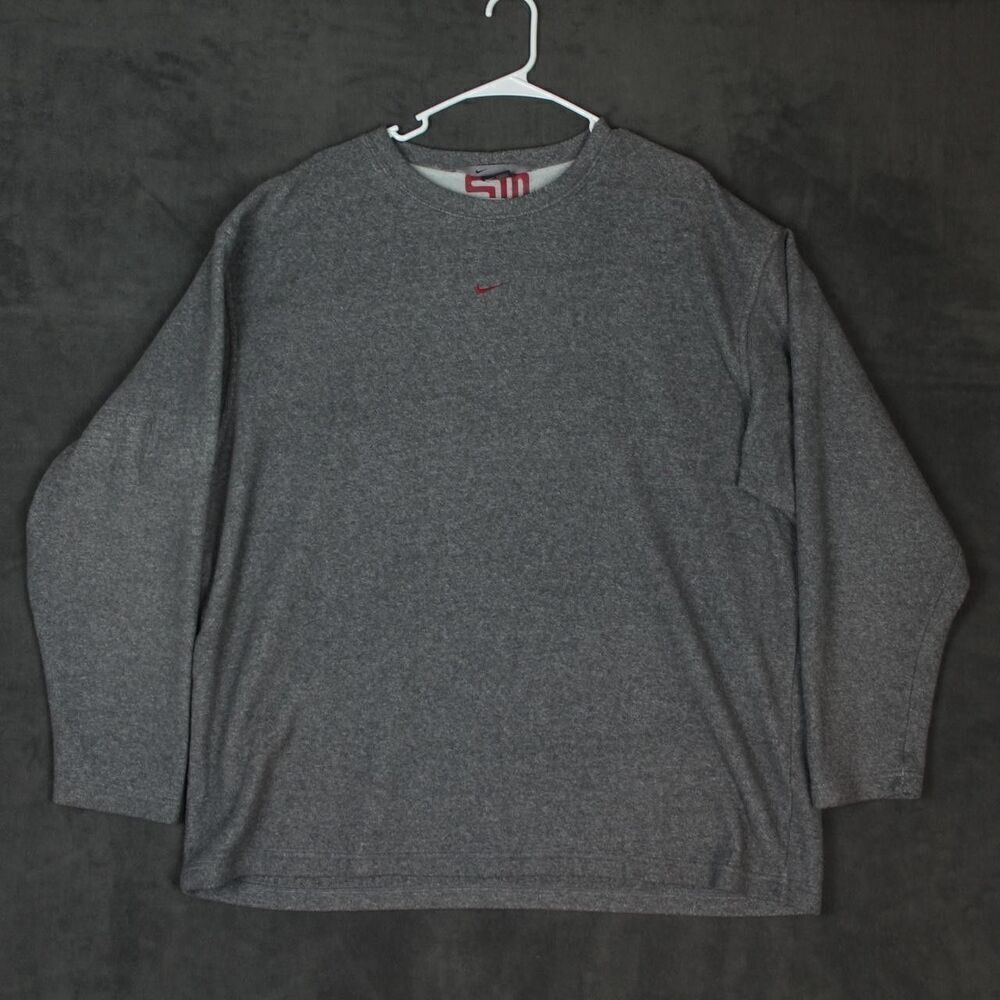 Nike Sweater Mens XL Gray 6453 Pullover Crewneck Swoosh Athletic Fleece Warm